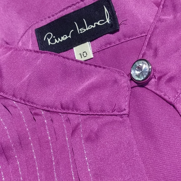 River Island UK Keyhole Tie Waist Blouse - Picture 7 of 8